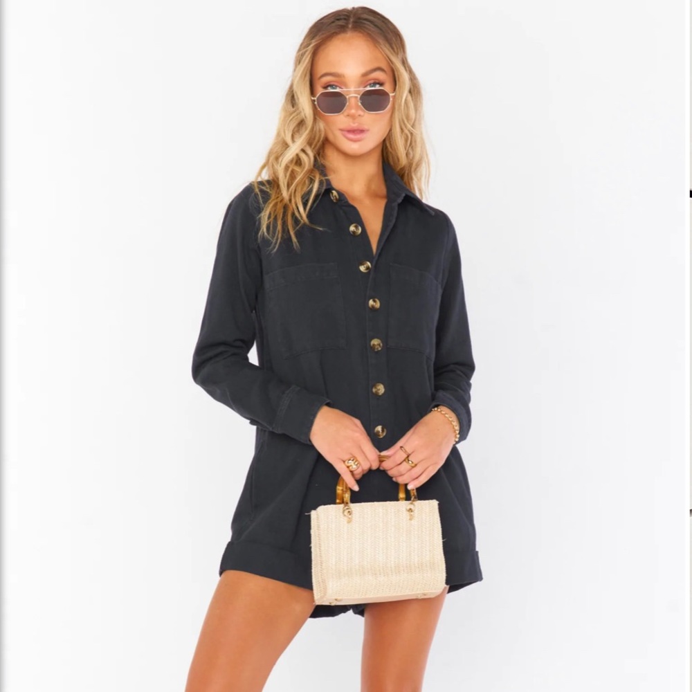 Black Denim Romper. Size small